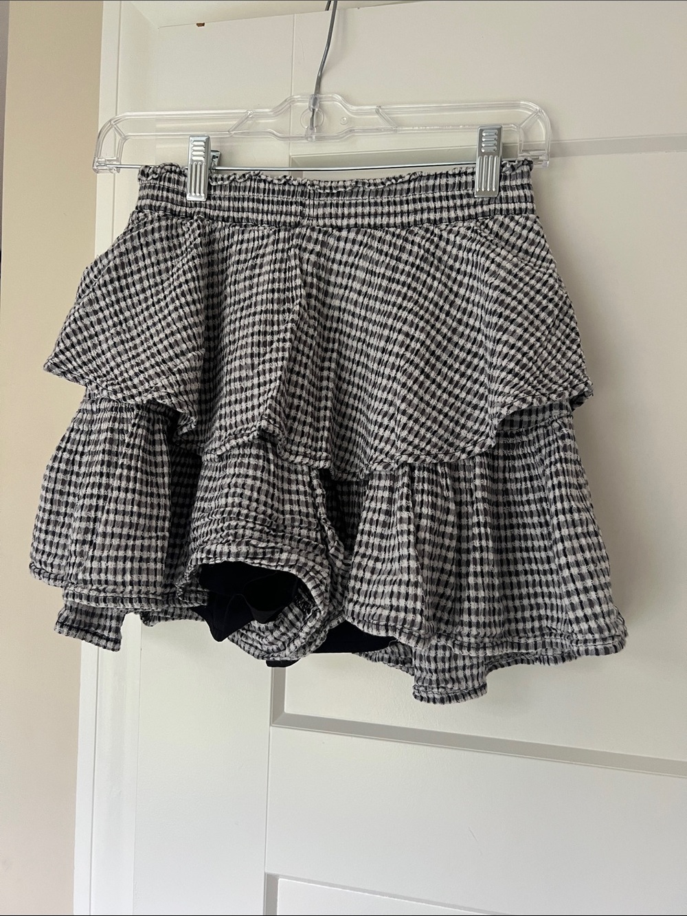 Black & White Gingham Tiered Ruffle Skort